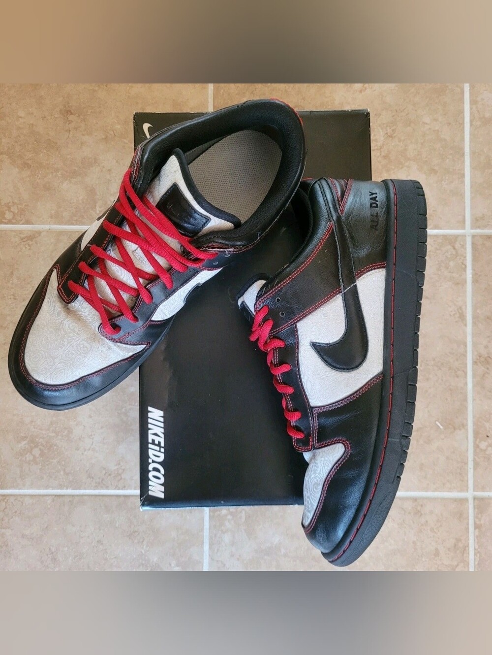 Nike Dunk Low Id Men's Size 12.5 Red Black Shoes Bred